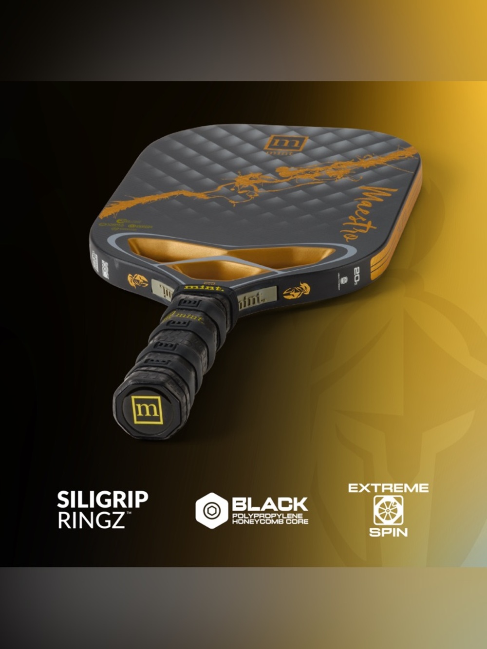 Mint Sport Maestro Pickleball Paddle Titanium / Carbon Fiber Hybrid 20mm Black - Picture 9 of 16